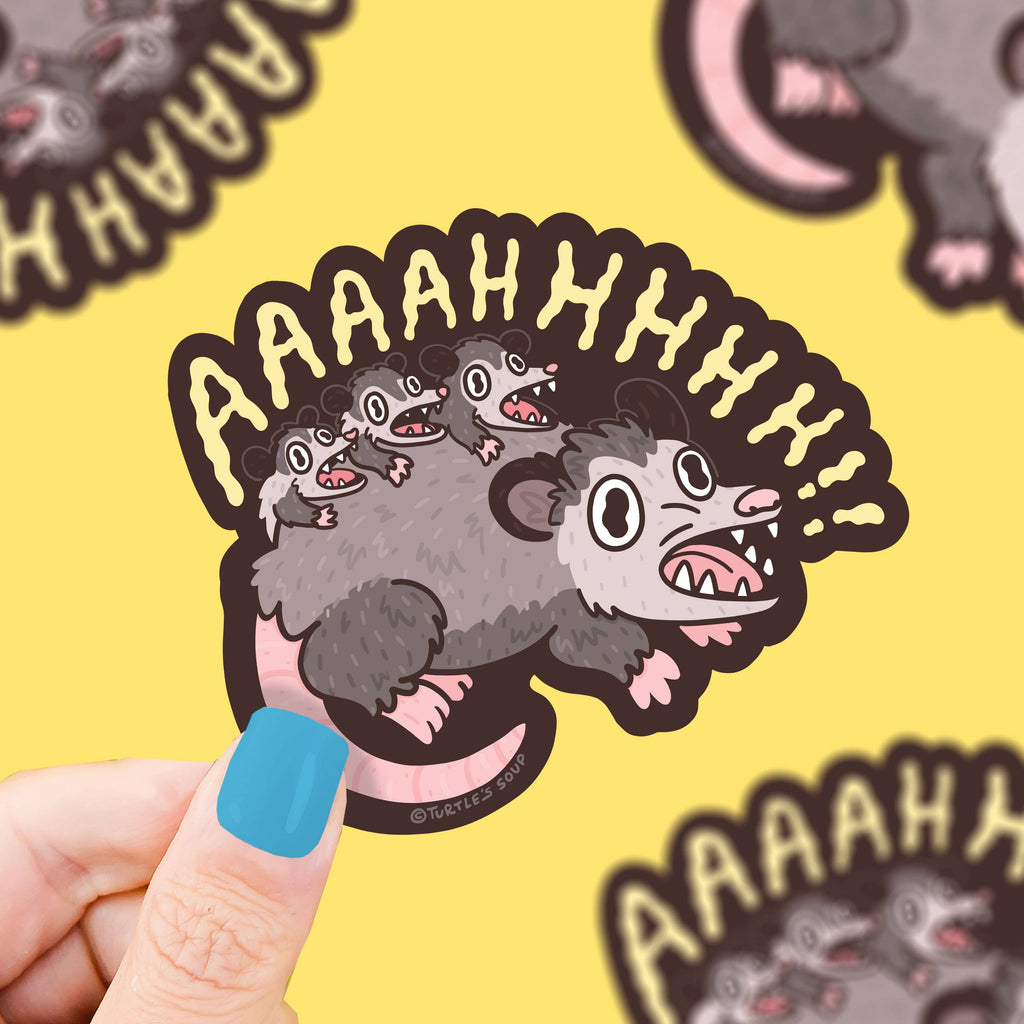 Screaming Crazy Opossum  Sticker