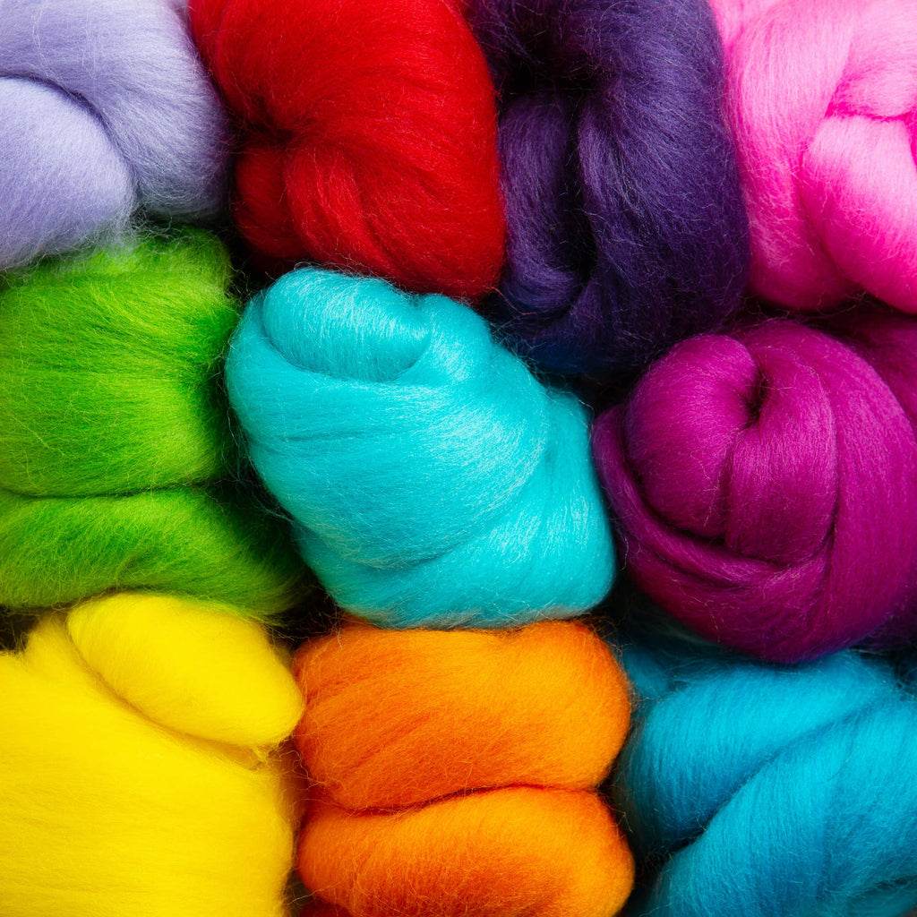 Wool Roving Bundle - Rainbow Colors