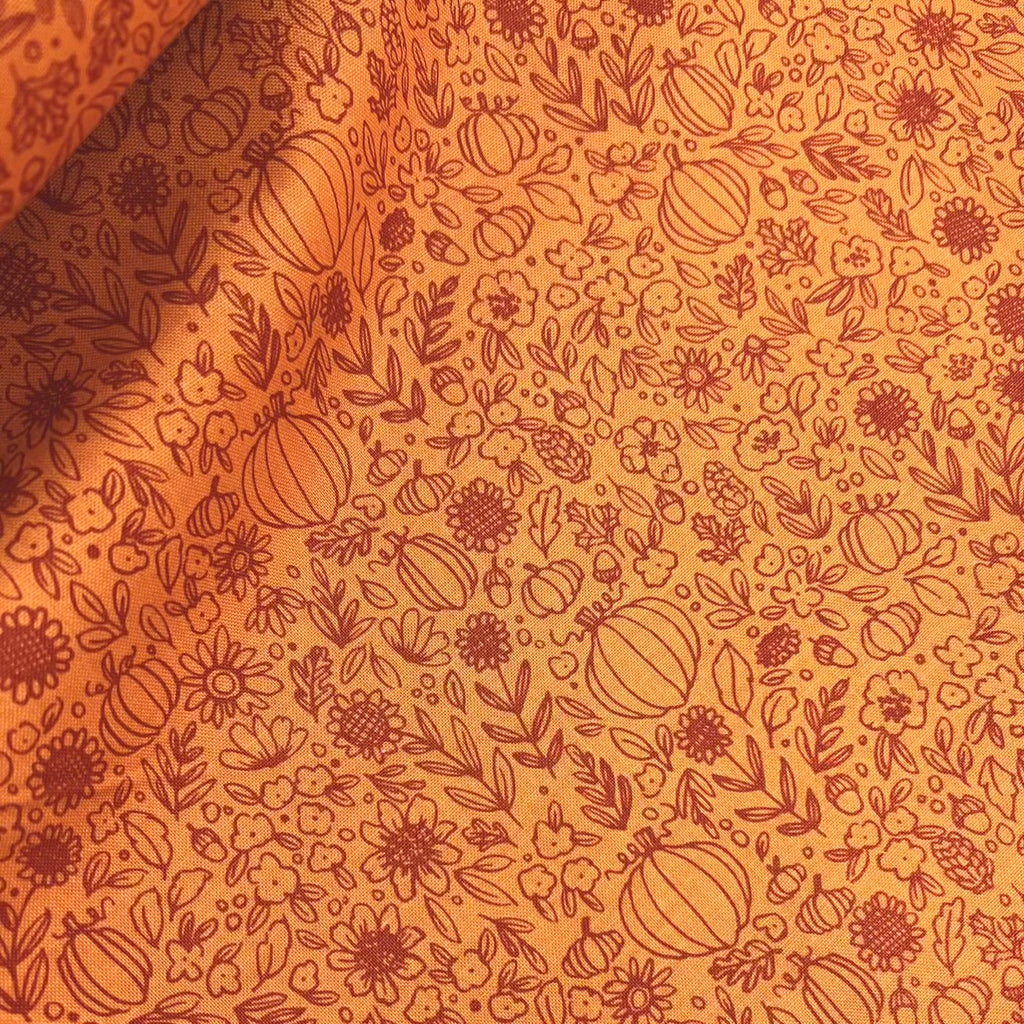 Happy Fall Days - Floral Outline in Orange
