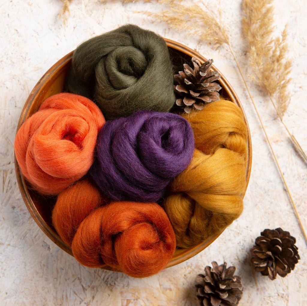 Wool Roving Bundle - Autumn Colors