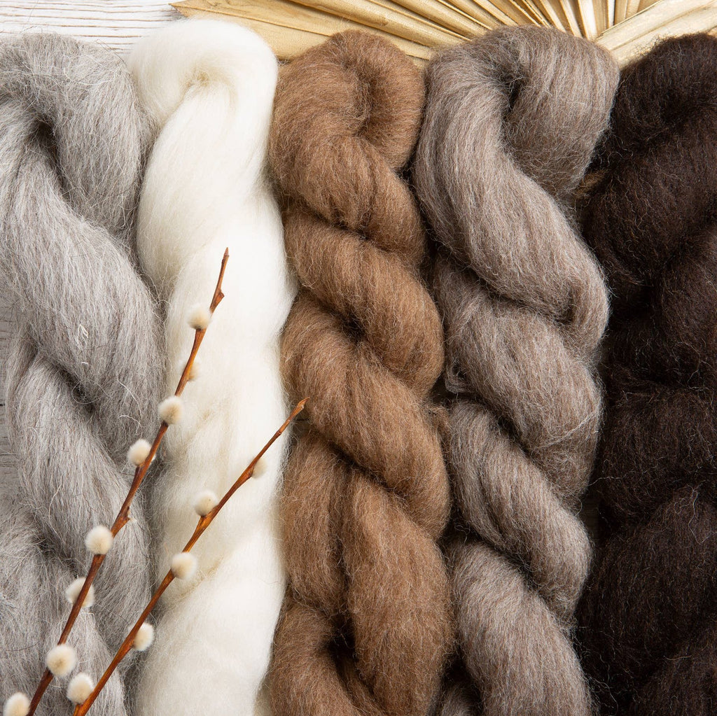 Wool Roving Bundle - Natural Colors