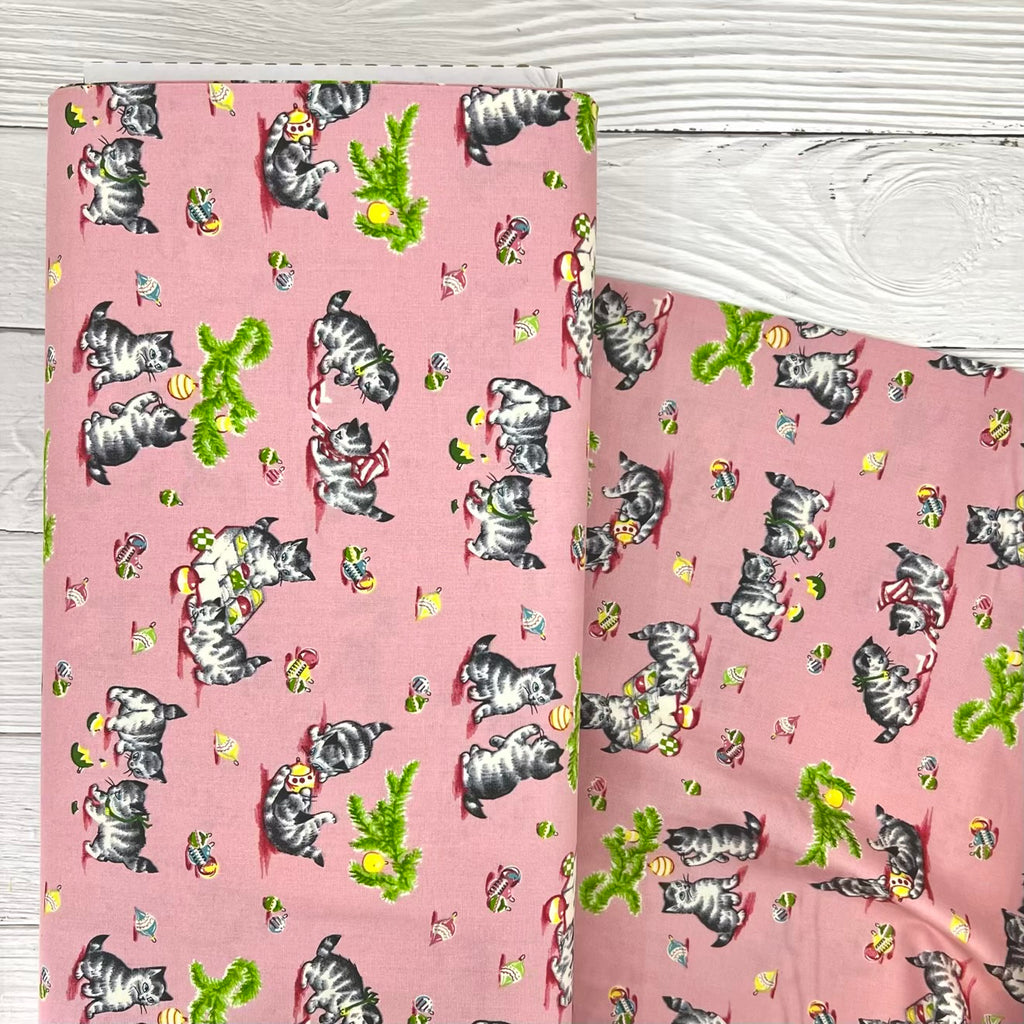 A Kitty For Christmas - Kitties and Garland in Pink