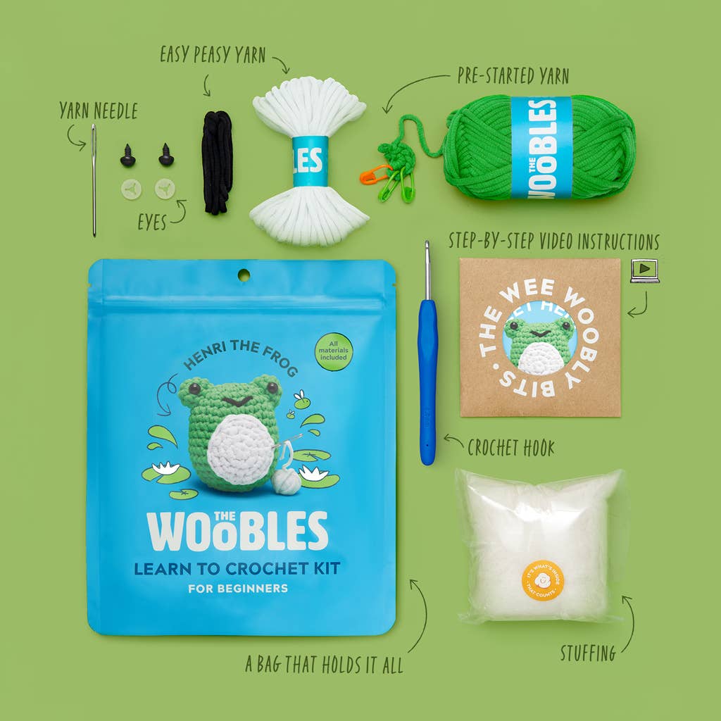 Woobles Beginner Crochet Kit - Henri the Frog