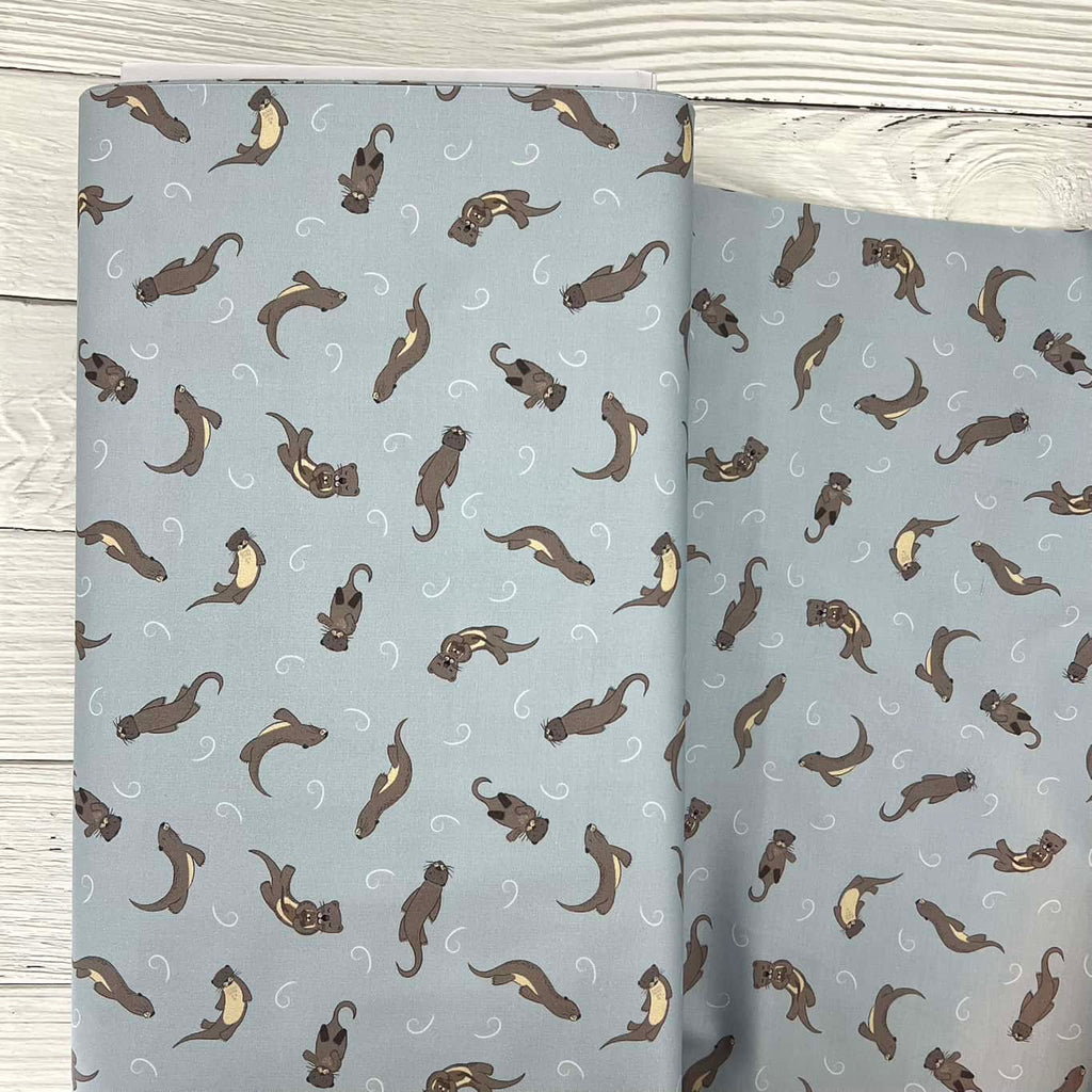 Small Things Rivers & Creeks - Otters in Muted Blue