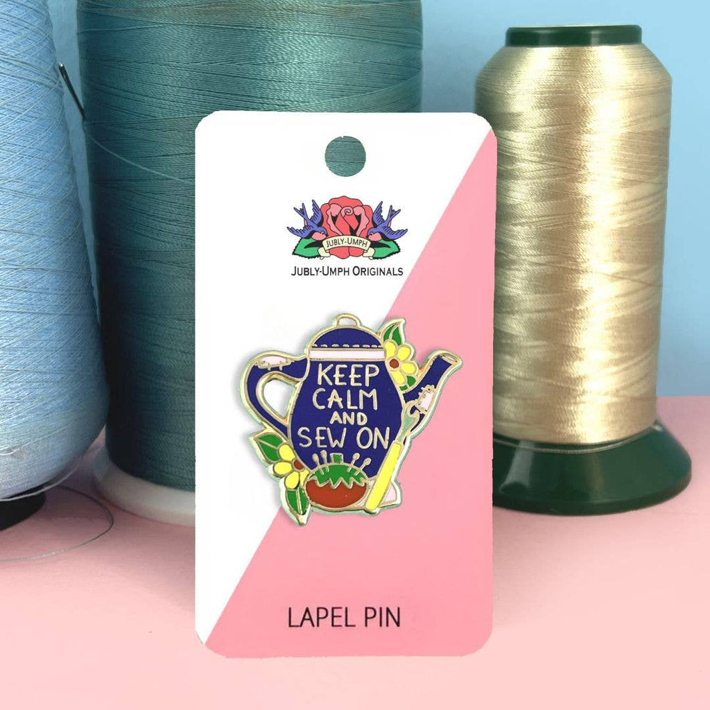 Keep Calm And Sew On Enamel Lapel Pin