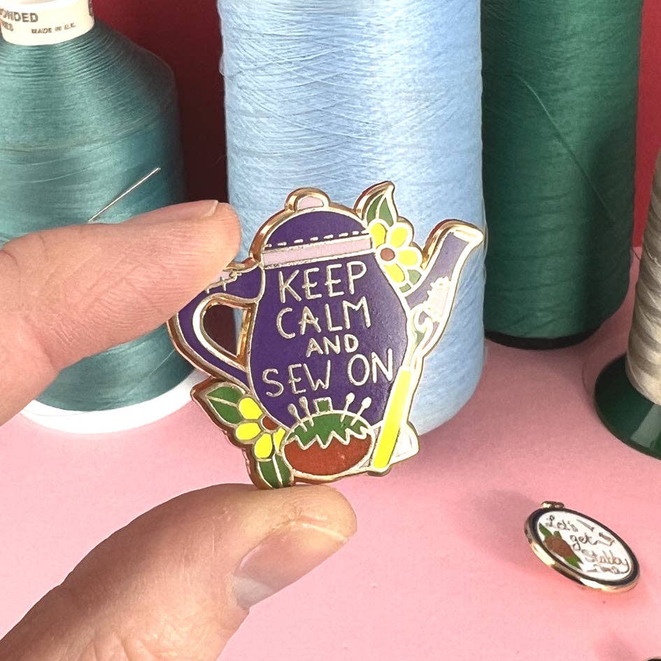 Keep Calm And Sew On Enamel Lapel Pin