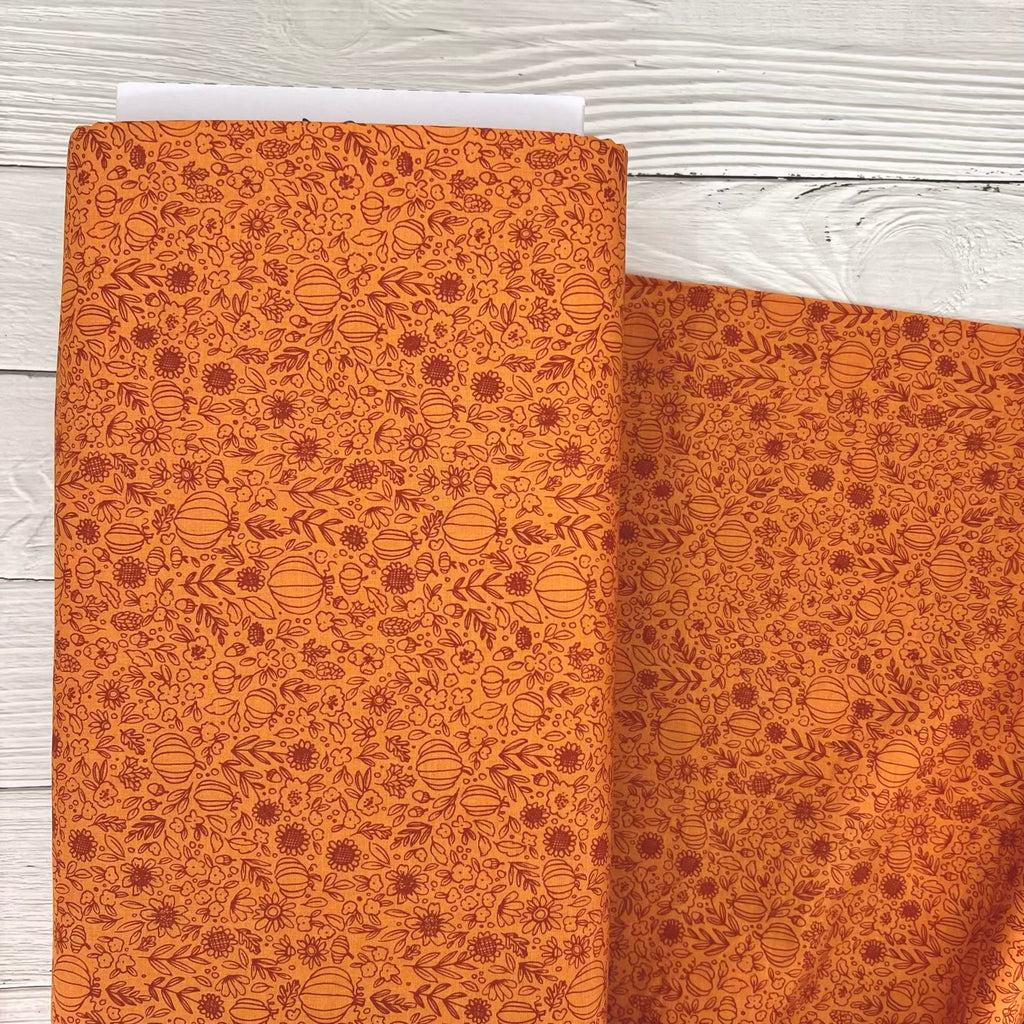 Happy Fall Days - Floral Outline in Orange