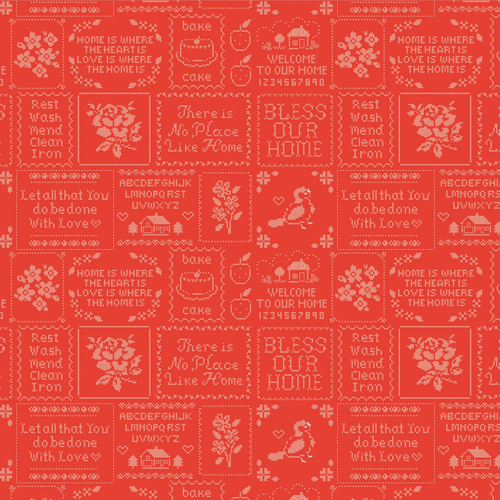 Home Sweet Home - Cross Stitch in Red