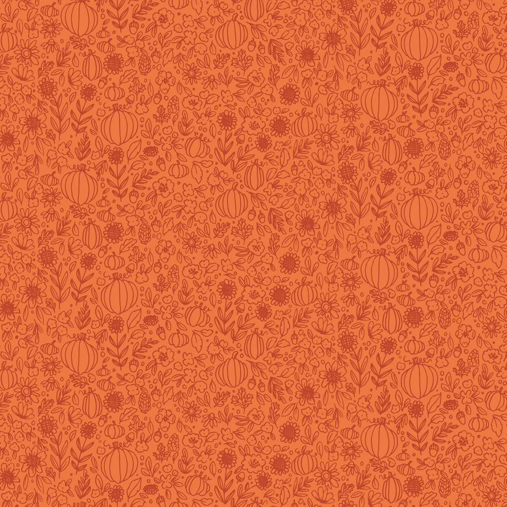 Happy Fall Days - Floral Outline in Orange