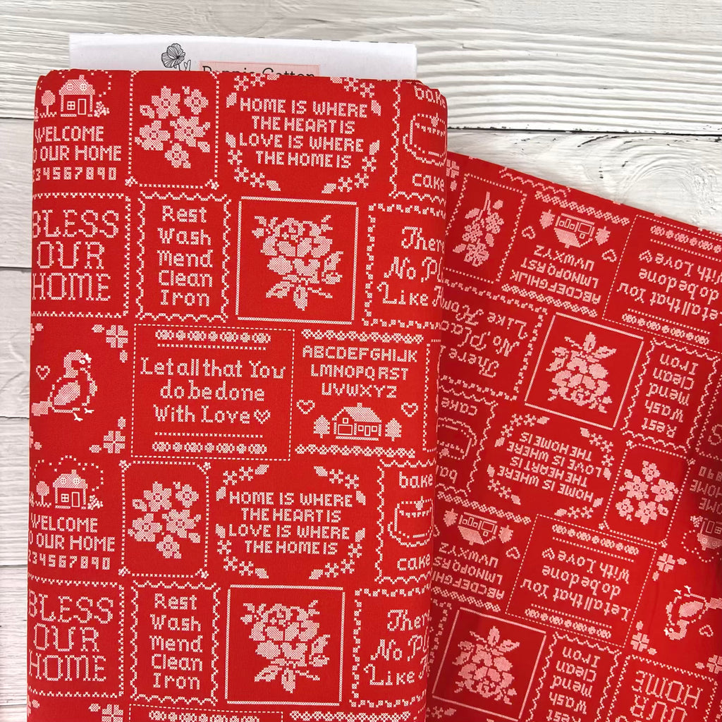 Home Sweet Home - Cross Stitch in Red