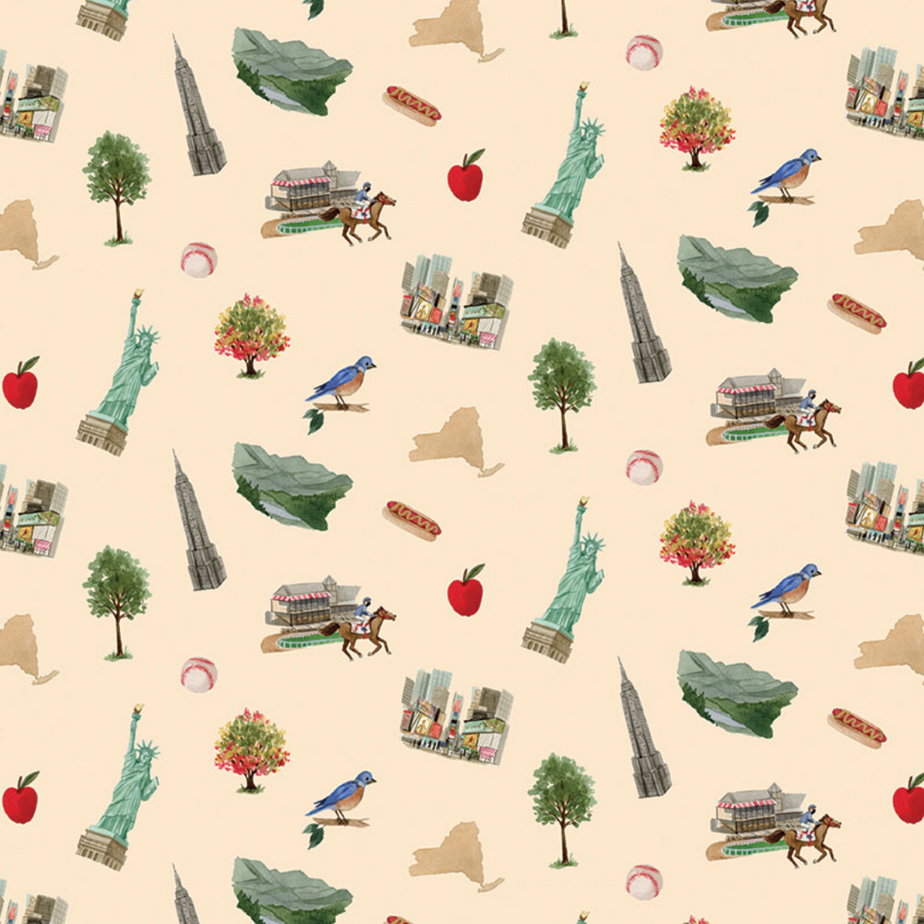 I Love New York - New York Hop Fabric Cream Icons