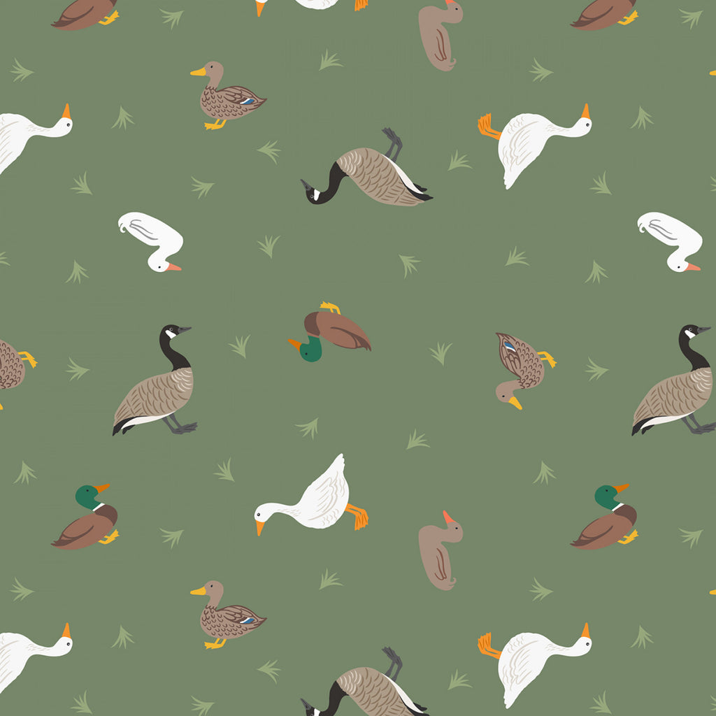 Small Things Rivers & Creeks - Ducks & Geese in Green