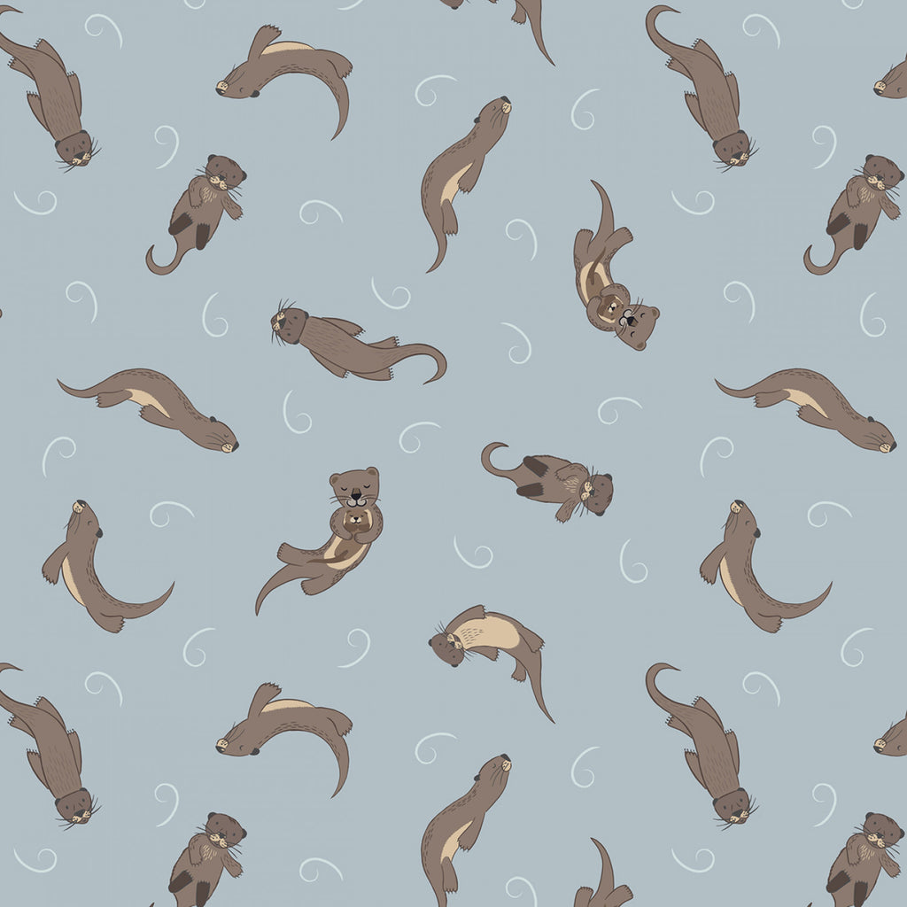 Small Things Rivers & Creeks - Otters in Muted Blue