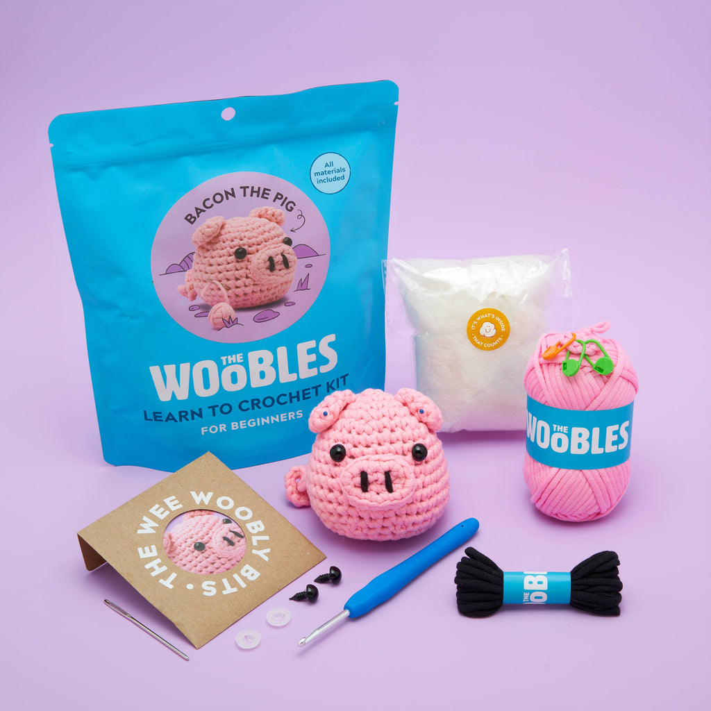 Woobles Beginner Crochet Kit - Bacon the Pig