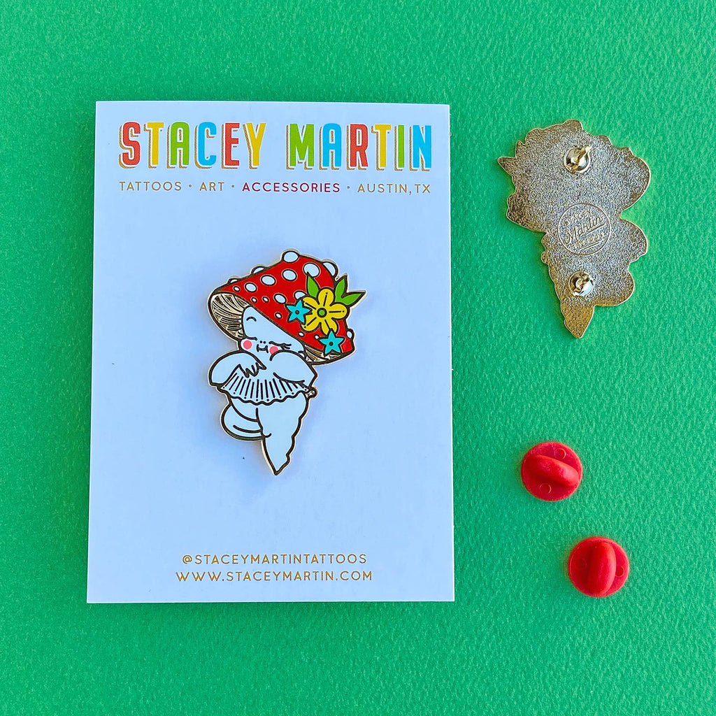 Amanita the Magical Mushroom- kewpie lapel pin