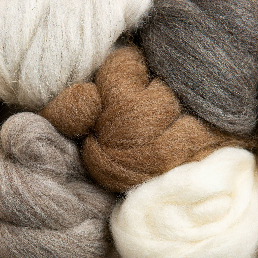 Wool Roving Bundle - Soft Natural Colors