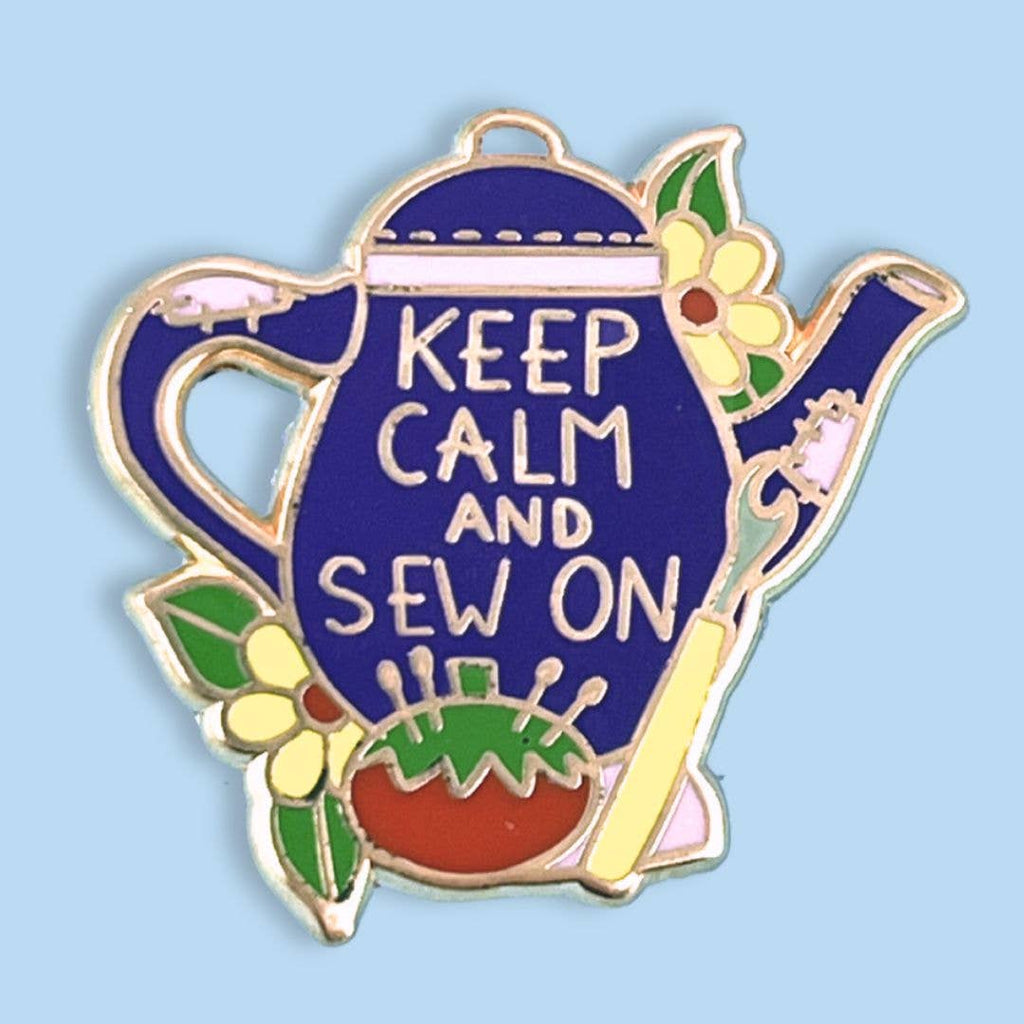 Keep Calm And Sew On Enamel Lapel Pin