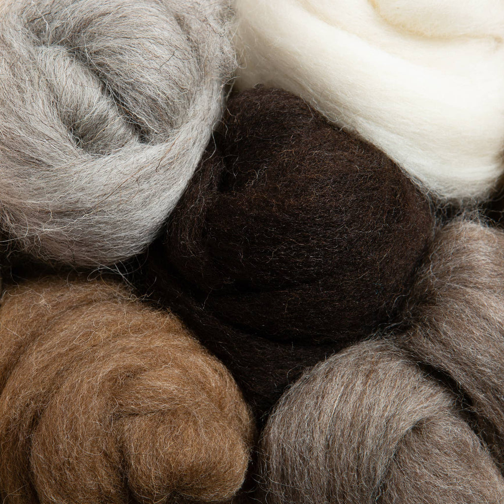 Wool Roving Bundle - Natural Colors