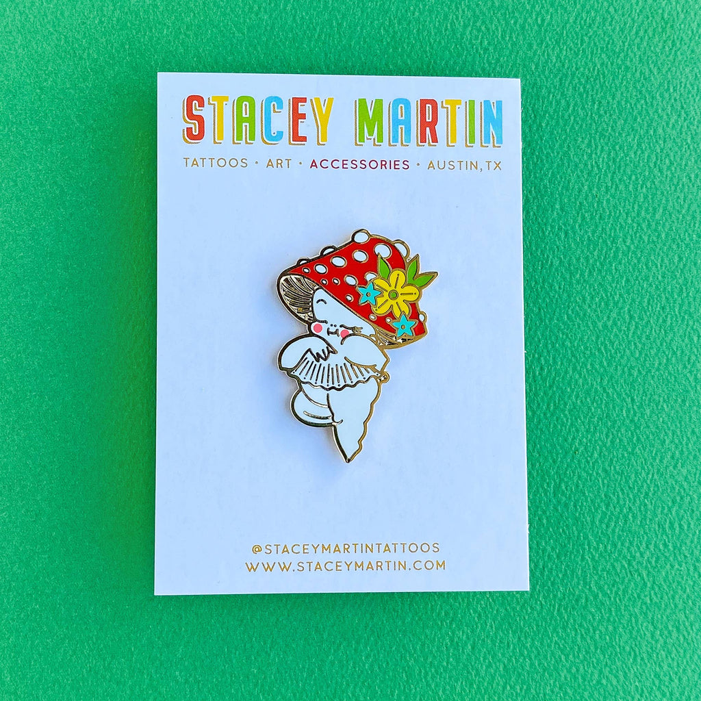 Amanita the Magical Mushroom- kewpie lapel pin