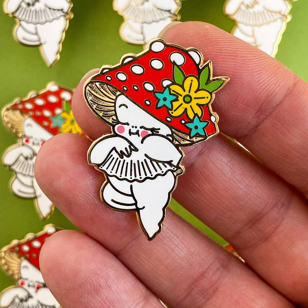 Amanita the Magical Mushroom- kewpie lapel pin