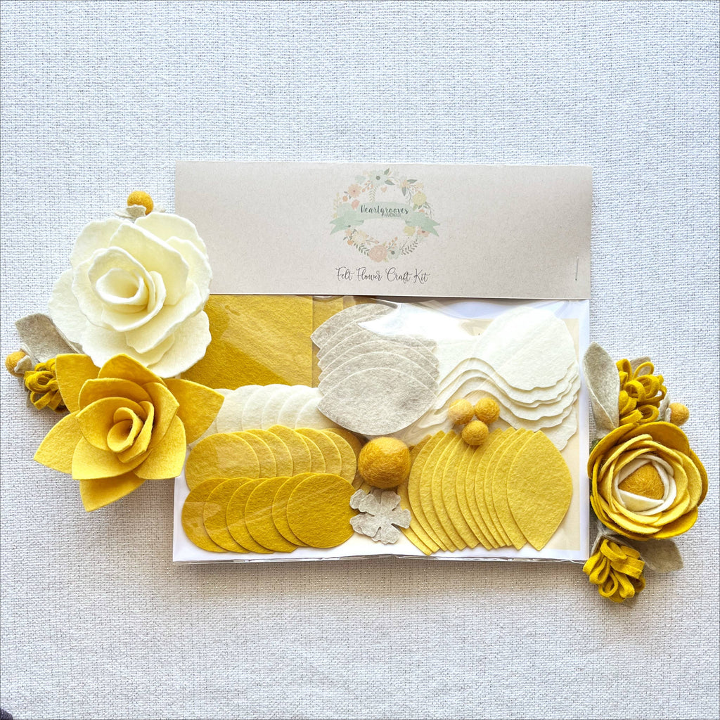 Wild Meadow Bee Bouquet Felt Flower Craft Kit, Moorlands Wool & Crafts, Luxury Wool Craft Supplies, Knitting Supplies