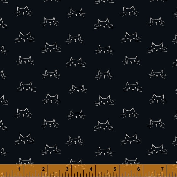 Mod Cats - Cat Faces in Soft Black