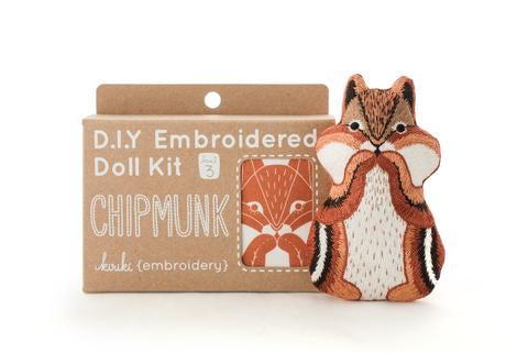 Kiriki D.I.Y. Embroidered Doll Kit - Chipmunk