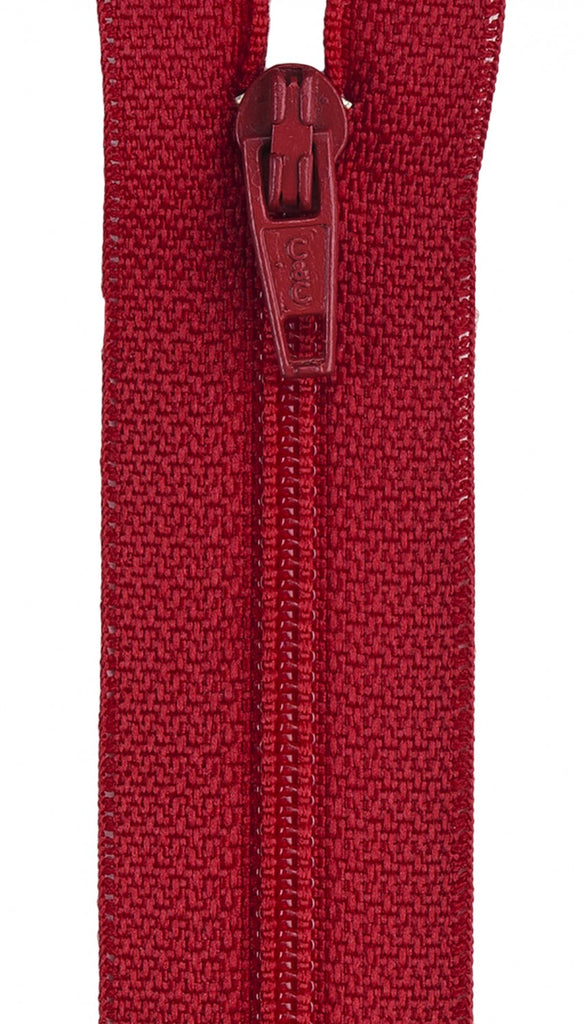 Close up of a red zipper