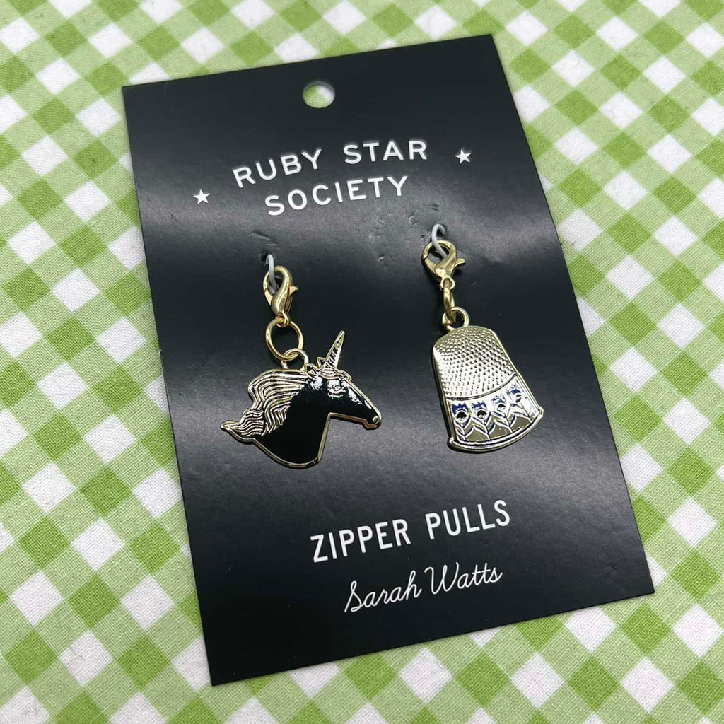 Ruby Star Zipper Pulls - Unicorn & Thimble