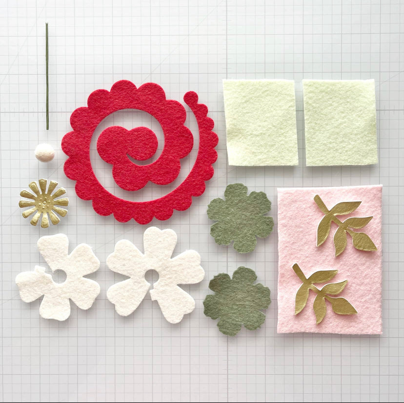 Mini Felt Flower Craft Kit | Strawberry Mint