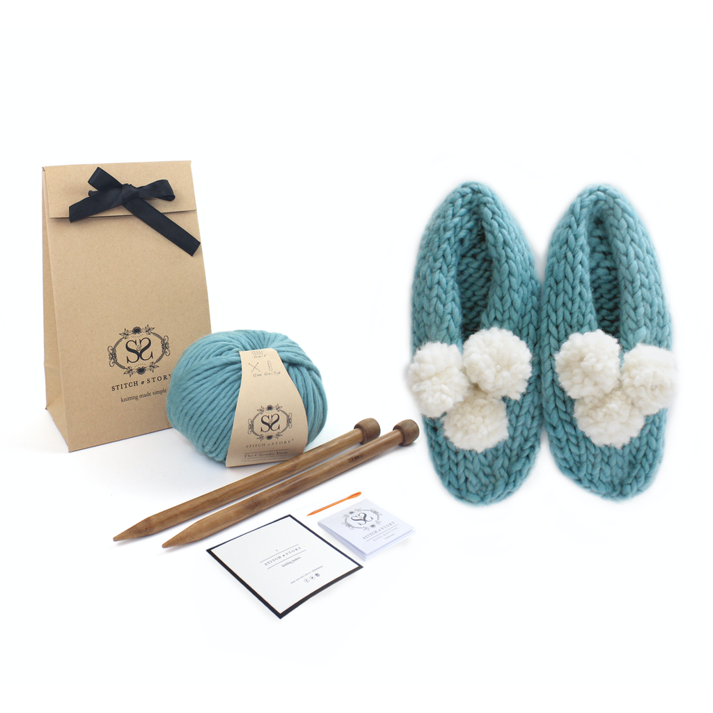Lola Pom Slippers Knitting Kit