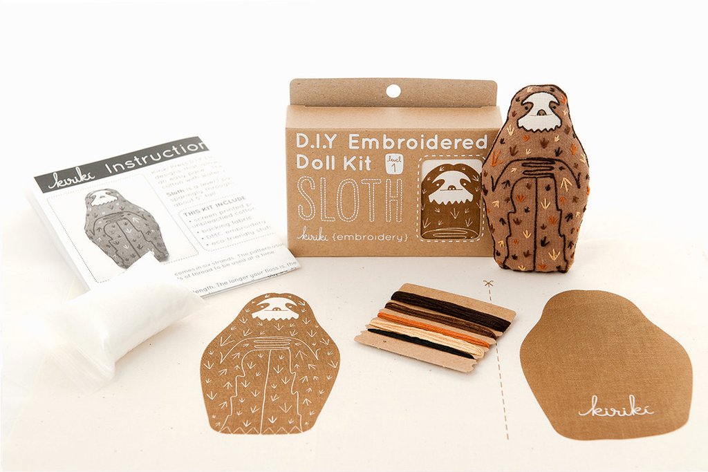 Kiriki D.I.Y. Embroidered Doll Kit - Sloth
