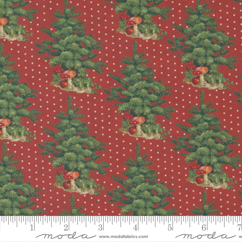 Christmas Faire - Trees & Dots in Ruby Red